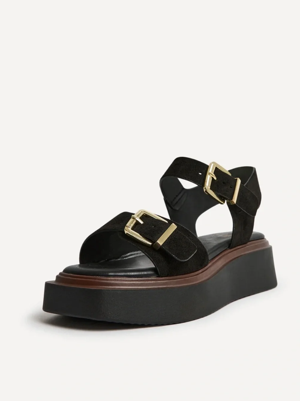 Source Wide Fit Black Flatform Buckle Sandals US size 8